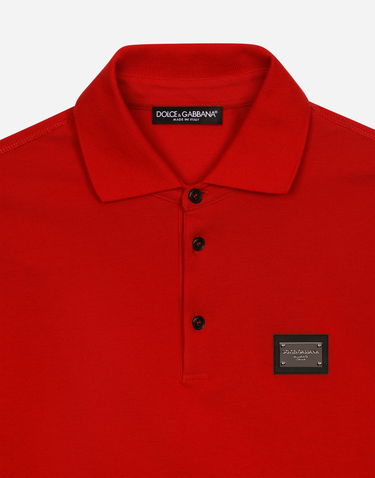 Polo tričko Dolce & Gabbana Cotton Piqué Polo-shirt With Branded Tag Červená | G8PL4TG7F2HR0026, 2