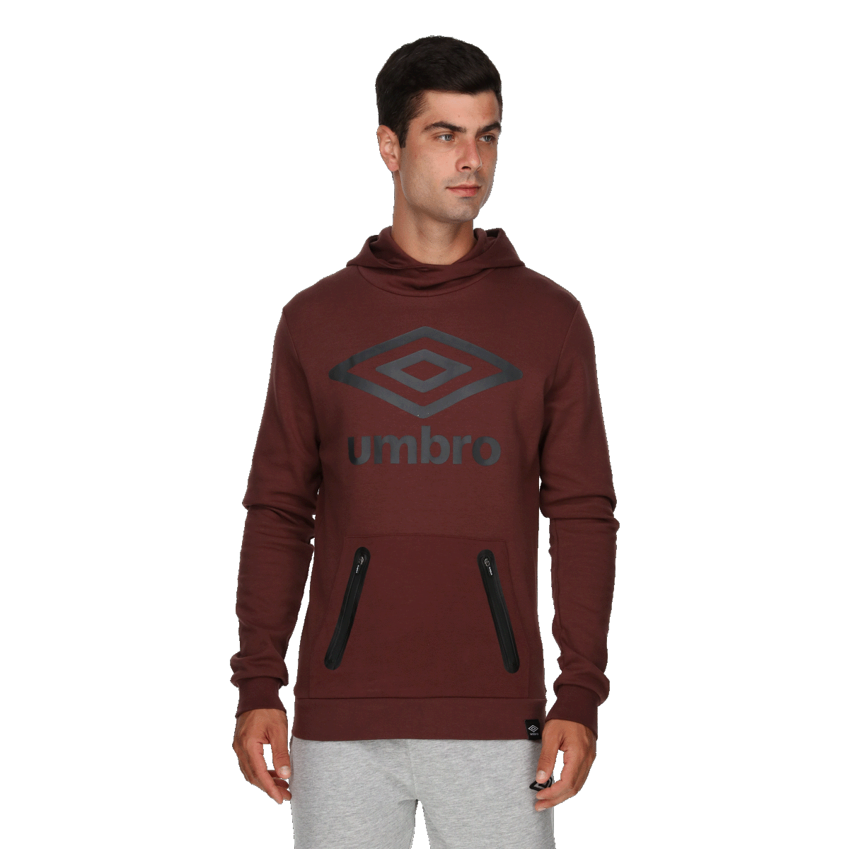 Mikina Umbro Basic Hoodie with Front Logo and Zippered Pockets Vínová | UMA243M603-09, 0