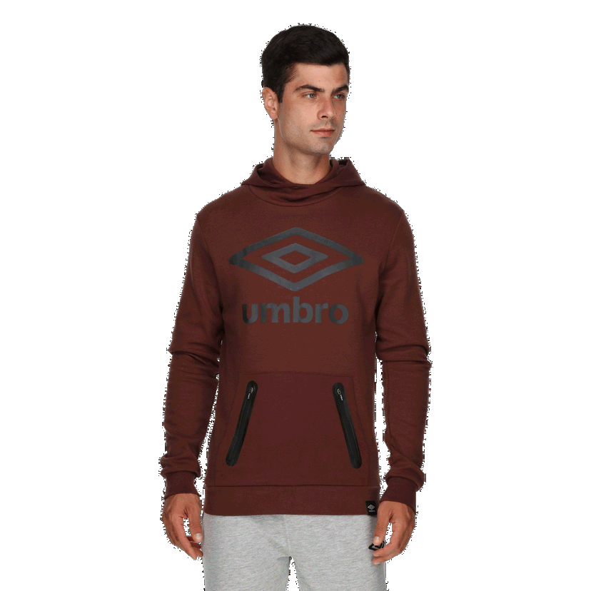 Mikina Umbro Basic Hoodie with Front Logo and Zippered Pockets Vínová | UMA243M603-09