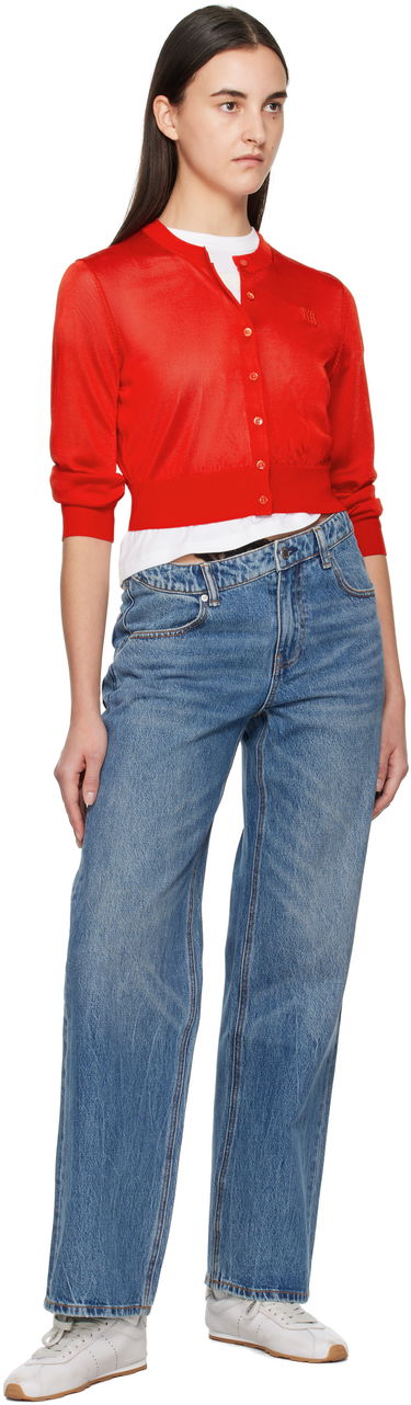 Sveter Alexander Wang Alexanderwang.t Embroidered Cropped Cardigan Modrá | 4KC1253070, 3