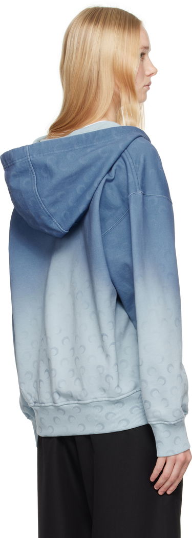 Mikina Marine Serre Marine Serre Moon Faded Fleece Zip Hoodie Modrá | UST017B CJER0073, 2