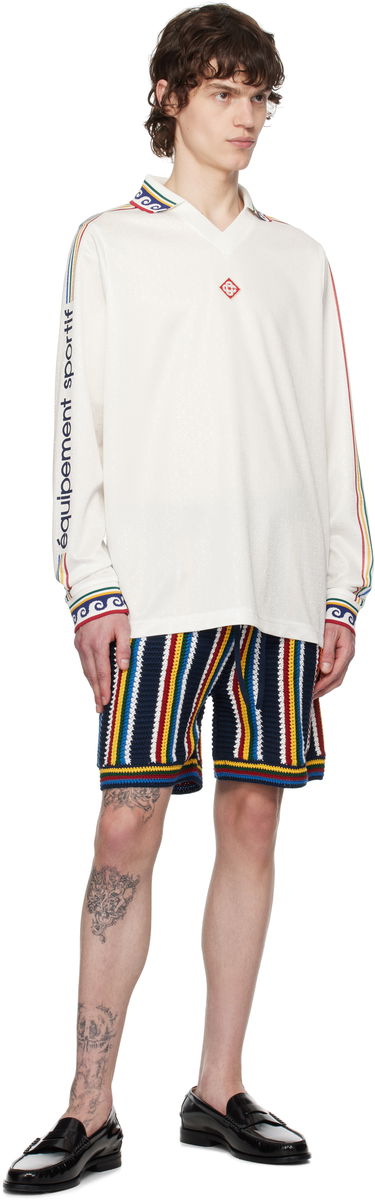 Polo tričko Casablanca Casablanca Long Sleeve Football Shirt Biela | MPS25-JTP-301-01, 4