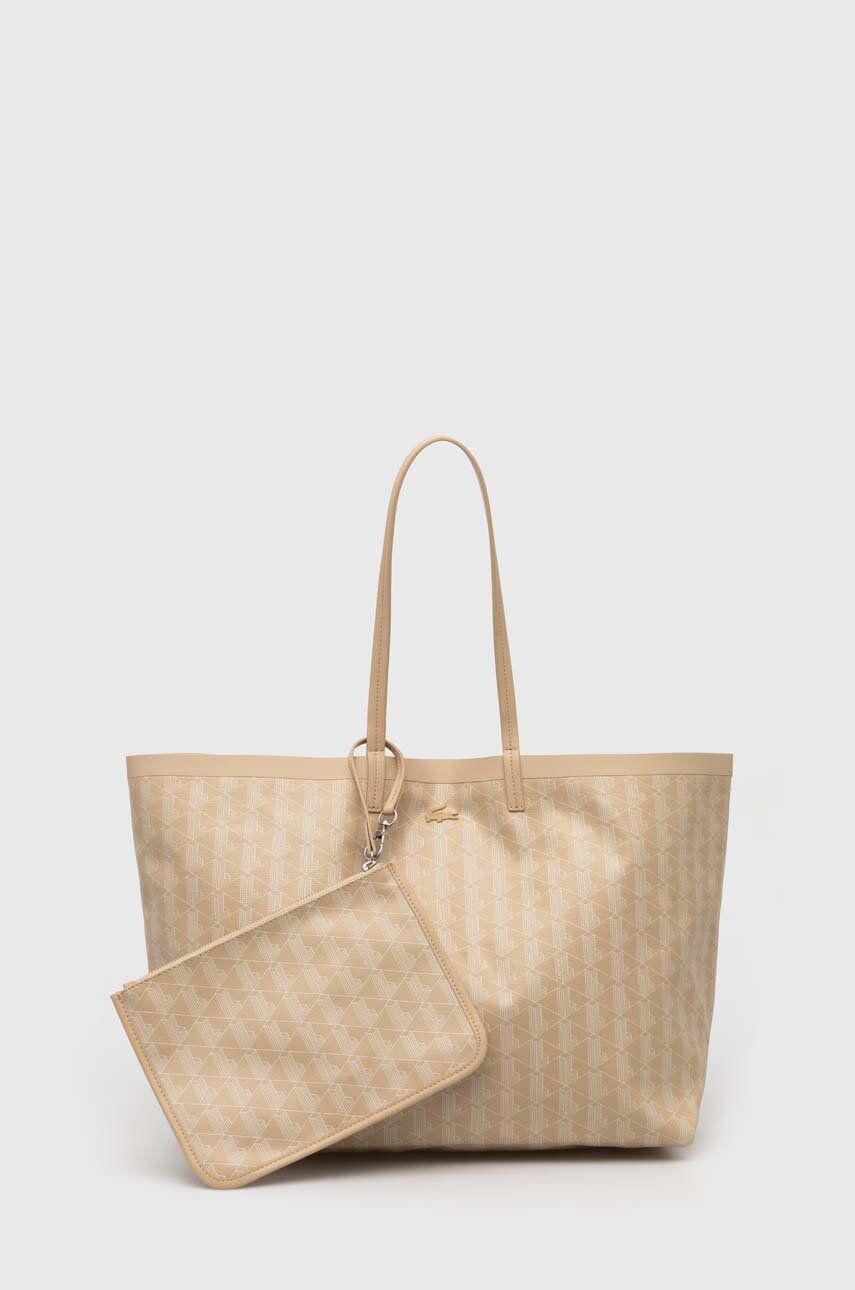 Beige Shopper Bag With Pouch