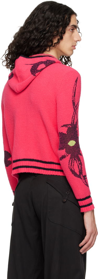 Mikina Chopova Lowena Full-Zip Graphic Knit Hoodie with Striped Trim 'My Name Is Tiny' Ružová | 5255, 2