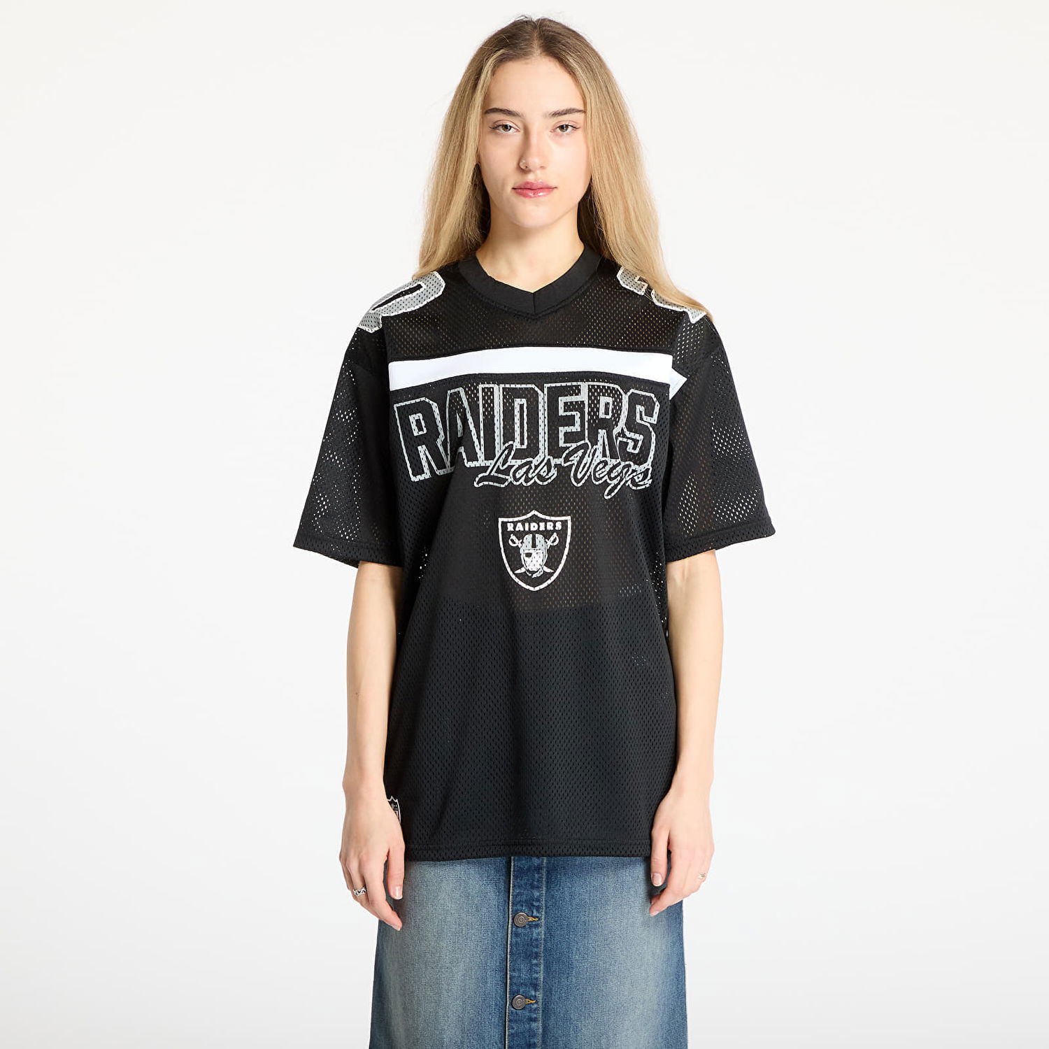 Dres New Era New Era NFL Las Vegas Raiders Mesh Graphic Jersey Čierna | 60596386, 1