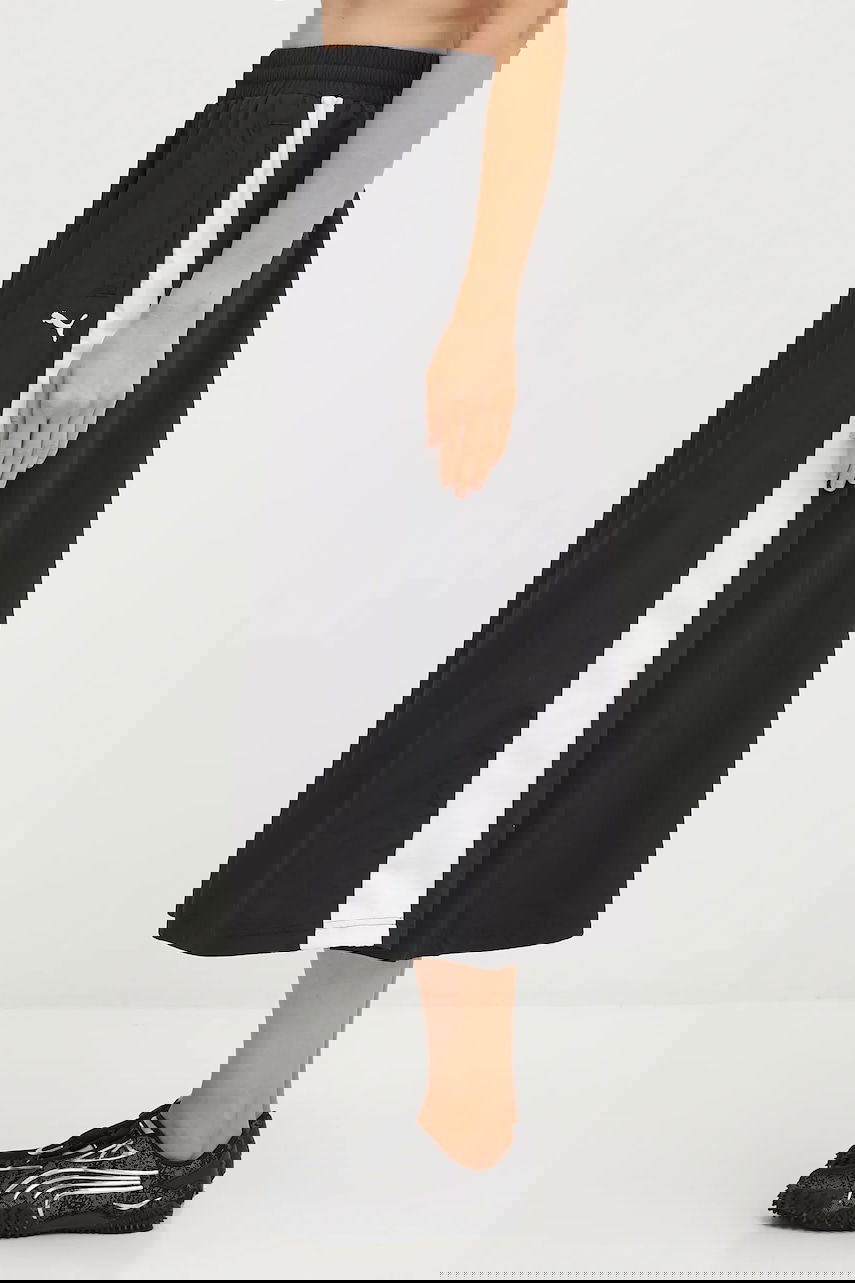 Sukňa Puma Midi A-line Skirt with Elastic Waist and Side Stripe Čierna | 633438, 0