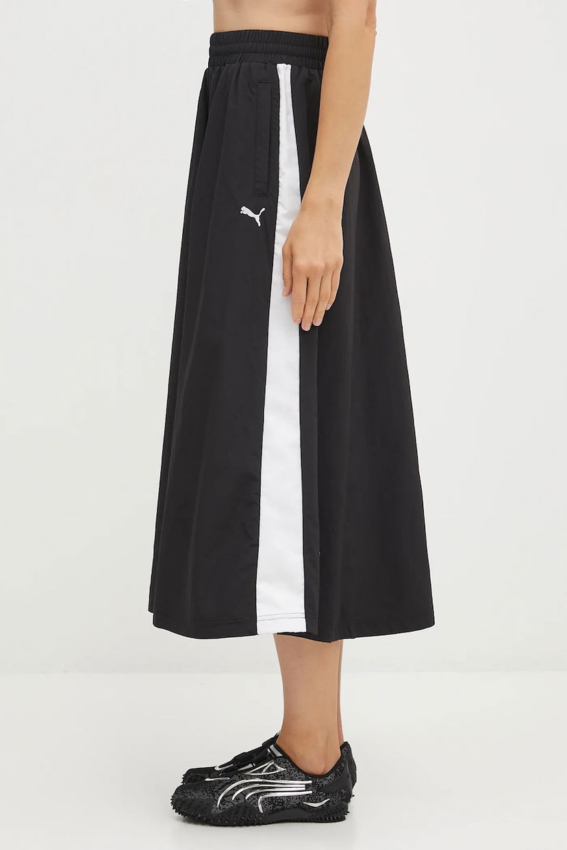 Sukňa Puma Midi A-line Skirt with Elastic Waist and Side Stripe Čierna | 633438