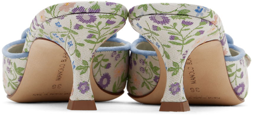 Doplnky Manolo Blahnik Manolo Blahnik Maysalebica Floral Kitten Heel Mules Biela | 423-1767, 1