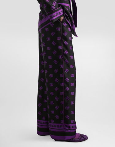 Nohavice Dolce & Gabbana Dolce & Gabbana Silk Vanity Pants with DG Logo Print Čierna | FTAMPTHI1Z7HN9BP, 3