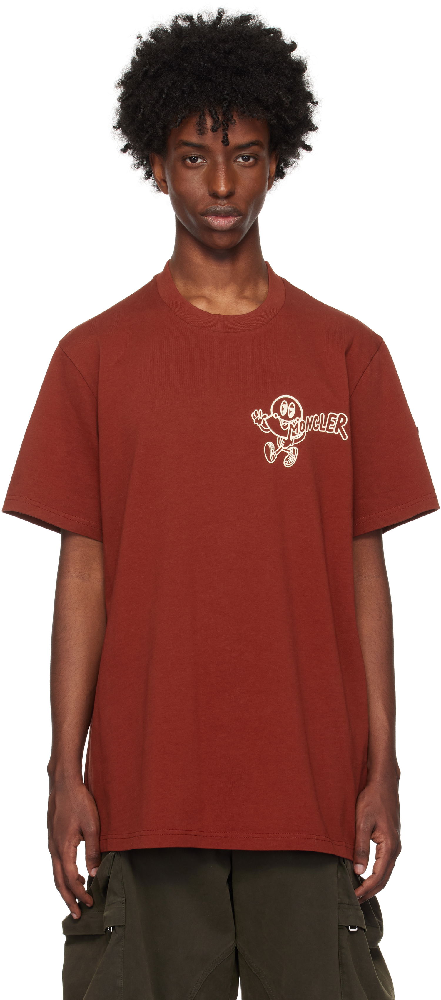 Tričko Moncler Moncler Printed T-Shirt Červená | J20918C0005083927, 0
