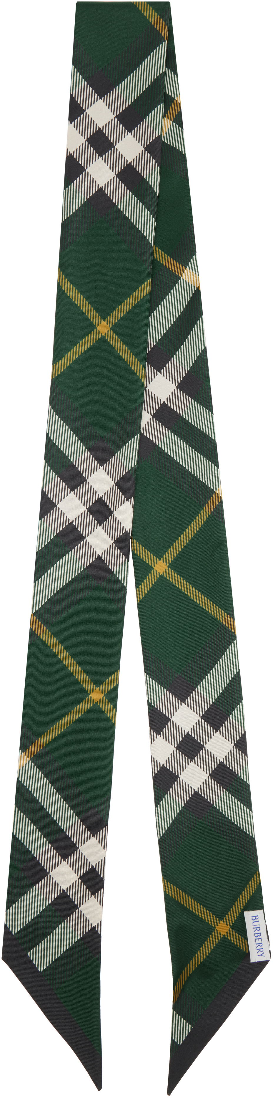 Šál Burberry Skinny Silk Scarf with a Check Pattern Zelené | 8095832, 1