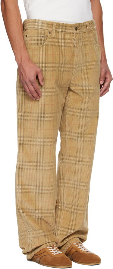 Nohavice Burberry Burberry Check Corduroy Trousers Béžová | 8113484, 1