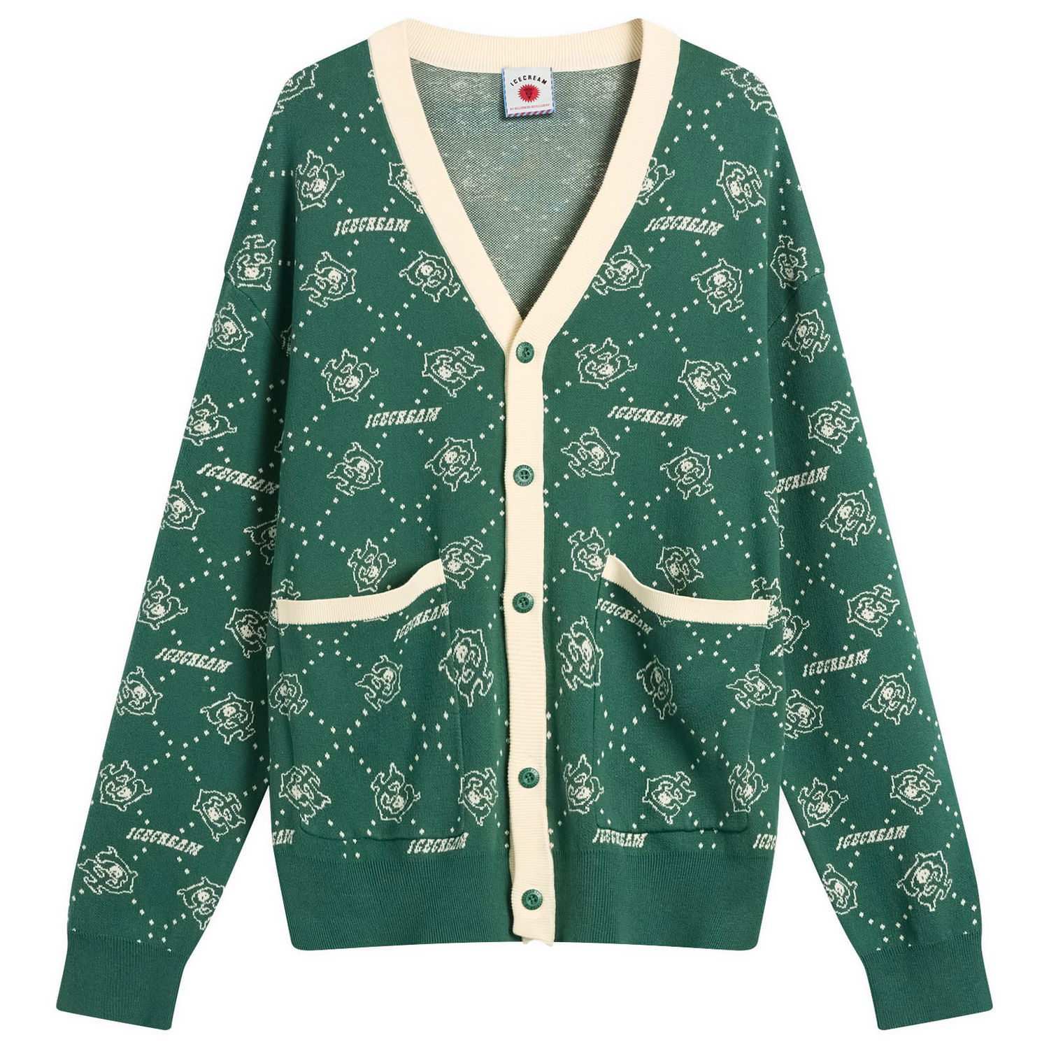 Sveter BBC IceCream Monogram Knit Cardigan, Size Large Zelené | IC25333-GRN, 1