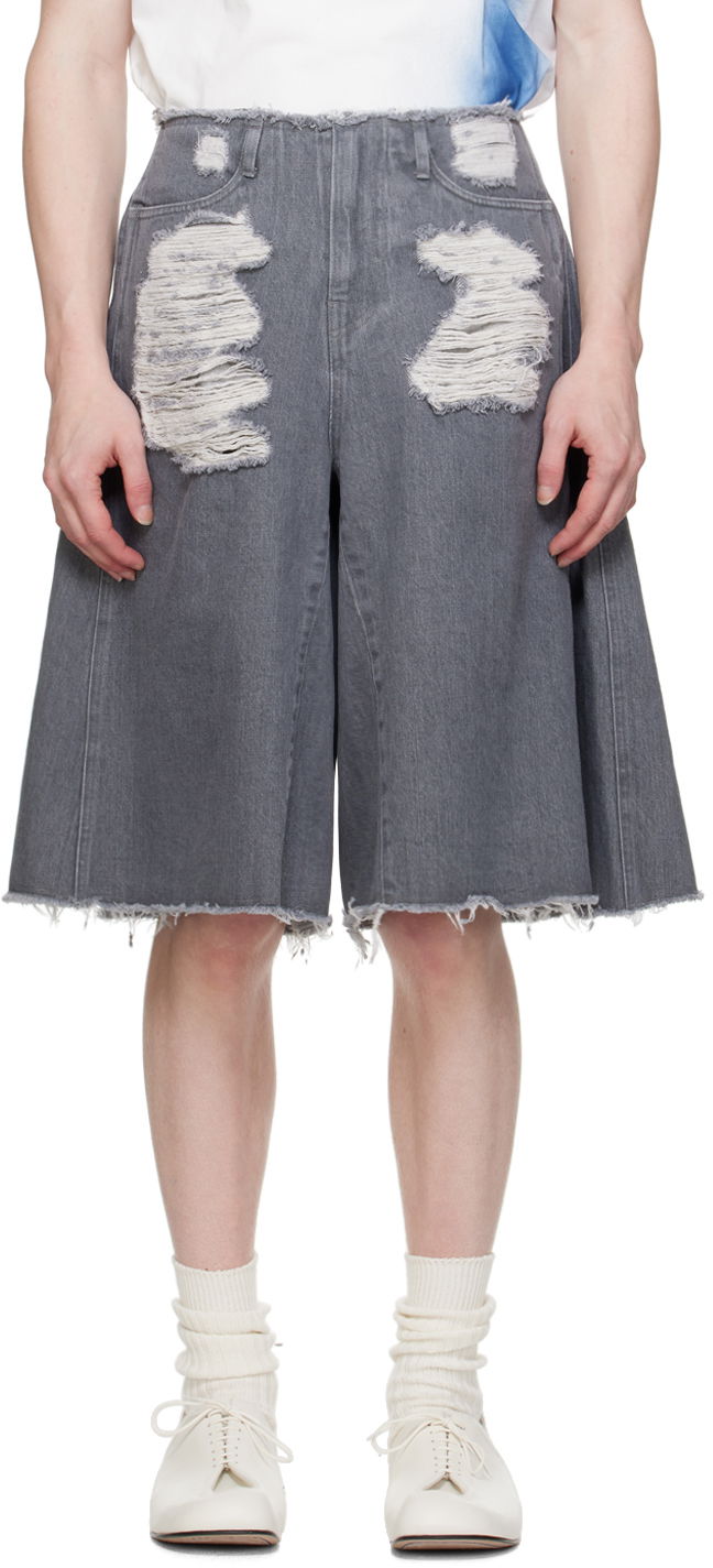Wide-Leg Denim Shorts