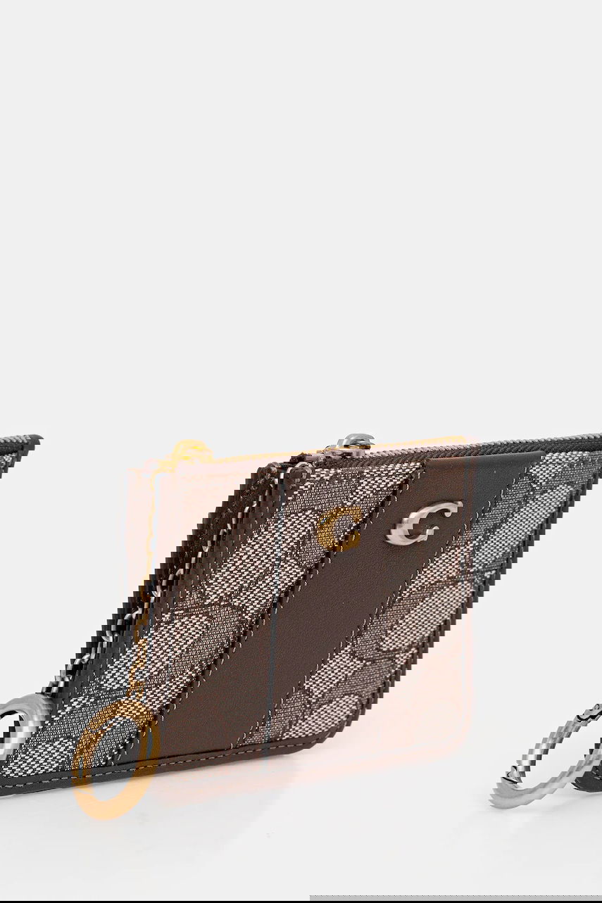 Peňaženka Coach Monogrammed Zippered Card Case with Key Ring Hnedá | CCD13, 1