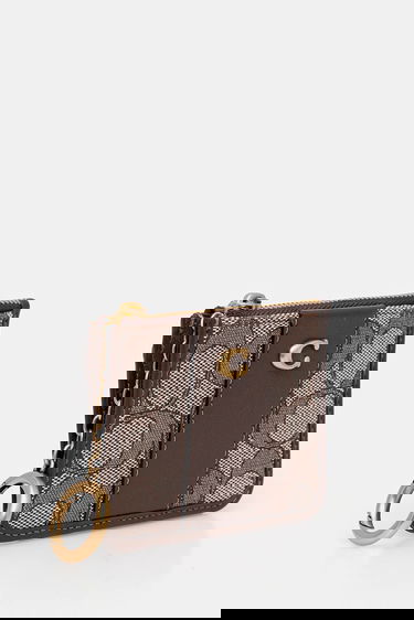 Peňaženka Coach Monogrammed Zippered Card Case with Key Ring Hnedá | CCD13, 1