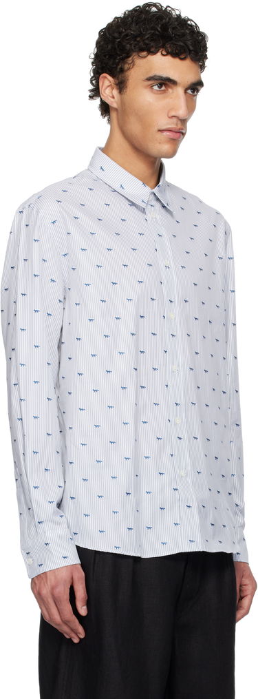 Košeľa MAISON KITSUNÉ Maison Kitsuné Profile Fox Casual Striped Shirt Biela | MM00408WC5046, 1