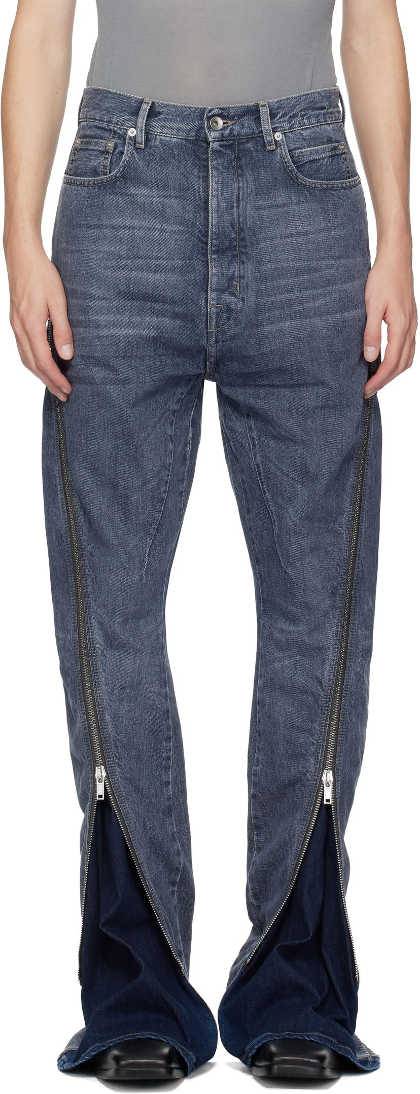 Džínsy Rick Owens DRKSHDW Concordians Bolan Banana Zipped Denim Jeans Modrá | DU02E7363 DGY