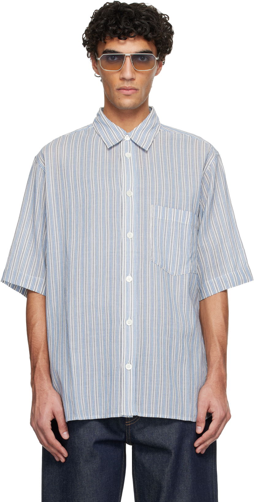 Košeľa ISABEL MARANT Isabel Marant Labilio Short Sleeve Striped Button-Up Shirt Rôznofarebný | CH0085HD-D1I03H