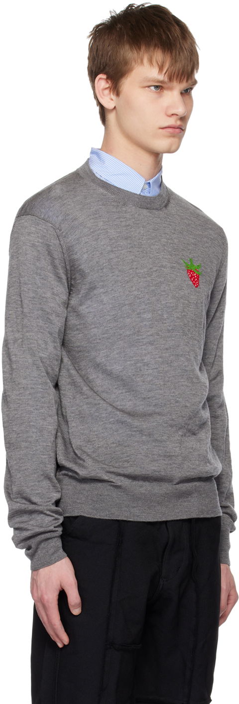 Sveter Comme des Garçons Comme des Garçons Shirt Brett Westfall Edition Embroidered Strawberry Sweater Šedá | FK-N016-051, 1