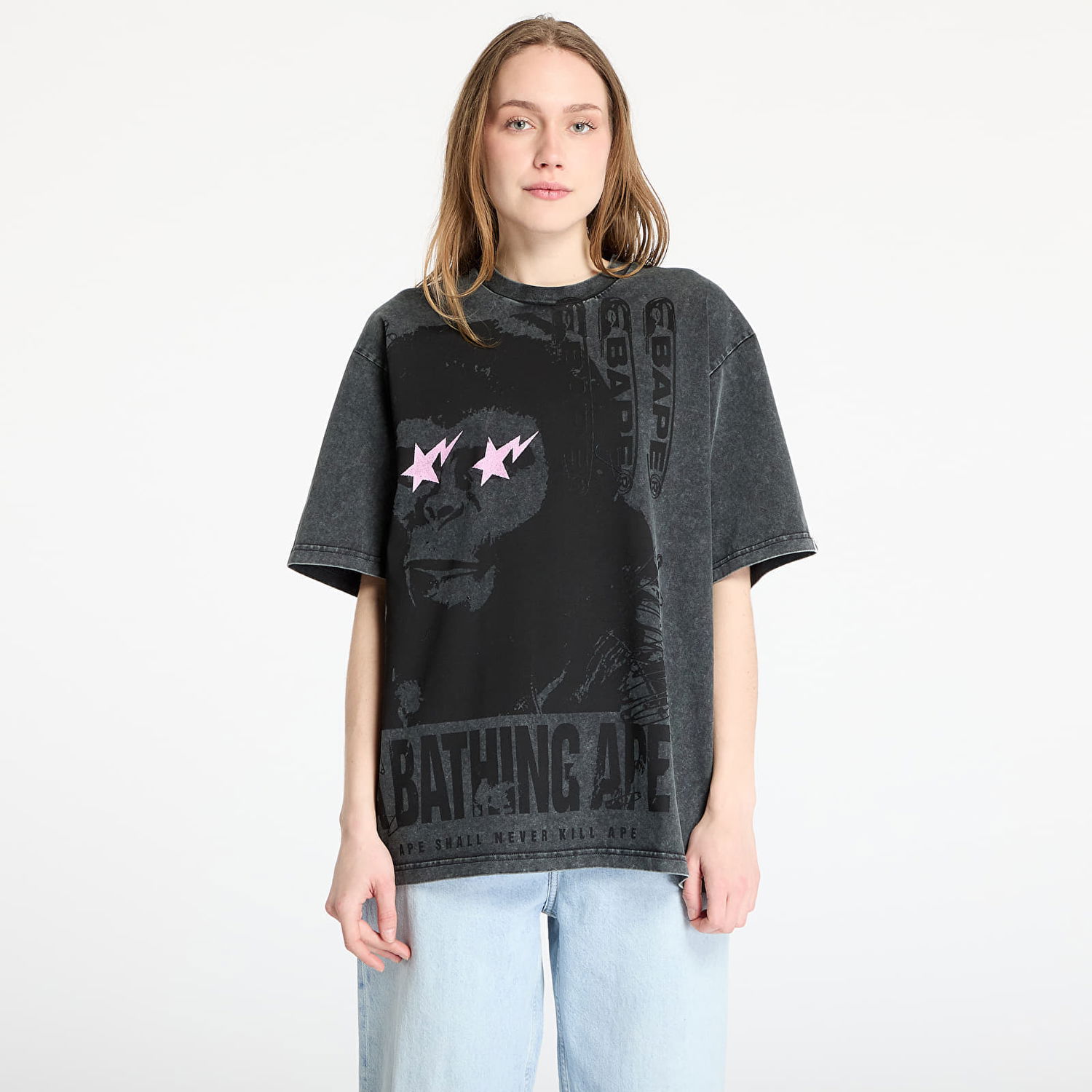 Tričko BAPE A BATHING APE Garment Dye Multi Logo Relaxed Fit T-Shirt Šedá | 001CSL301346MBLK, 0