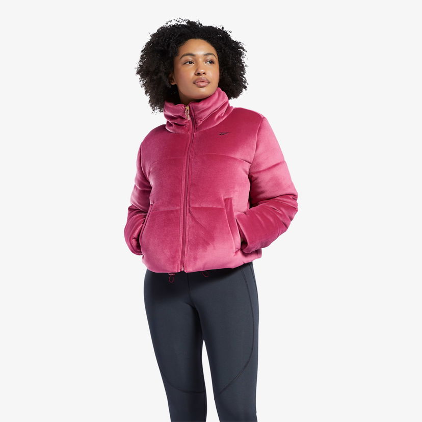 Prešívaná bunda Reebok Studio Velvet Puffer Jacket Ružová | GR8938