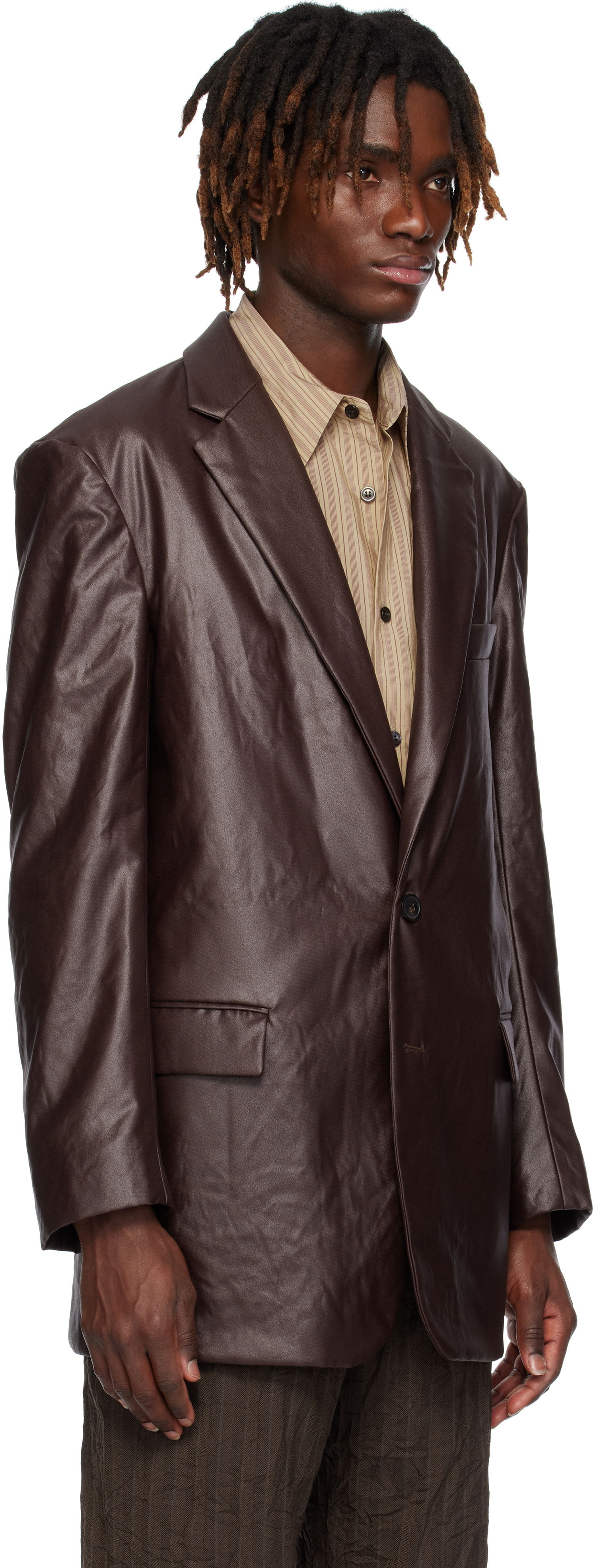 Bunda Dries Van Noten Dries Van Noten Coated Blazer Hnedá | 251-020411-1502, 1