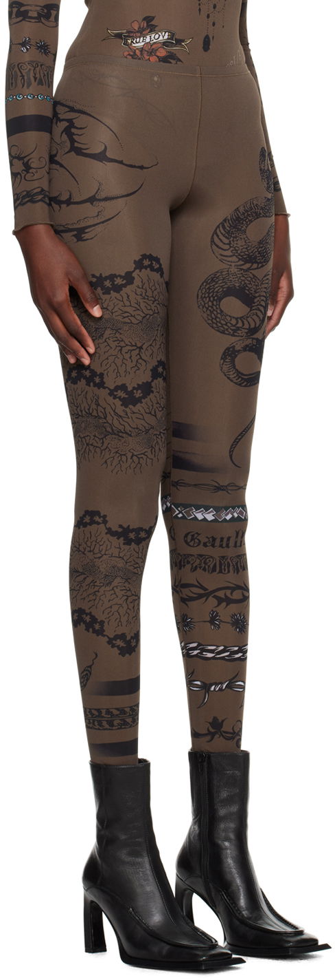 Legíny Jean Paul Gaultier Jean Paul Gaultier KNWLS Edition Tattoo Print Leggings Hnedá | 23/14-F-PA075-J524-700200, 1