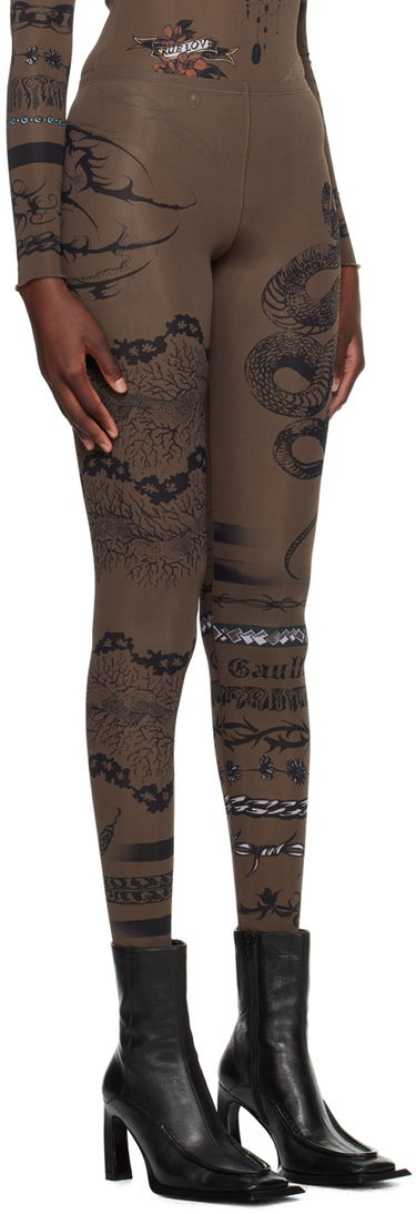 Legíny Jean Paul Gaultier Jean Paul Gaultier KNWLS Edition Tattoo Print Leggings Hnedá | 23/14-F-PA075-J524-700200, 1