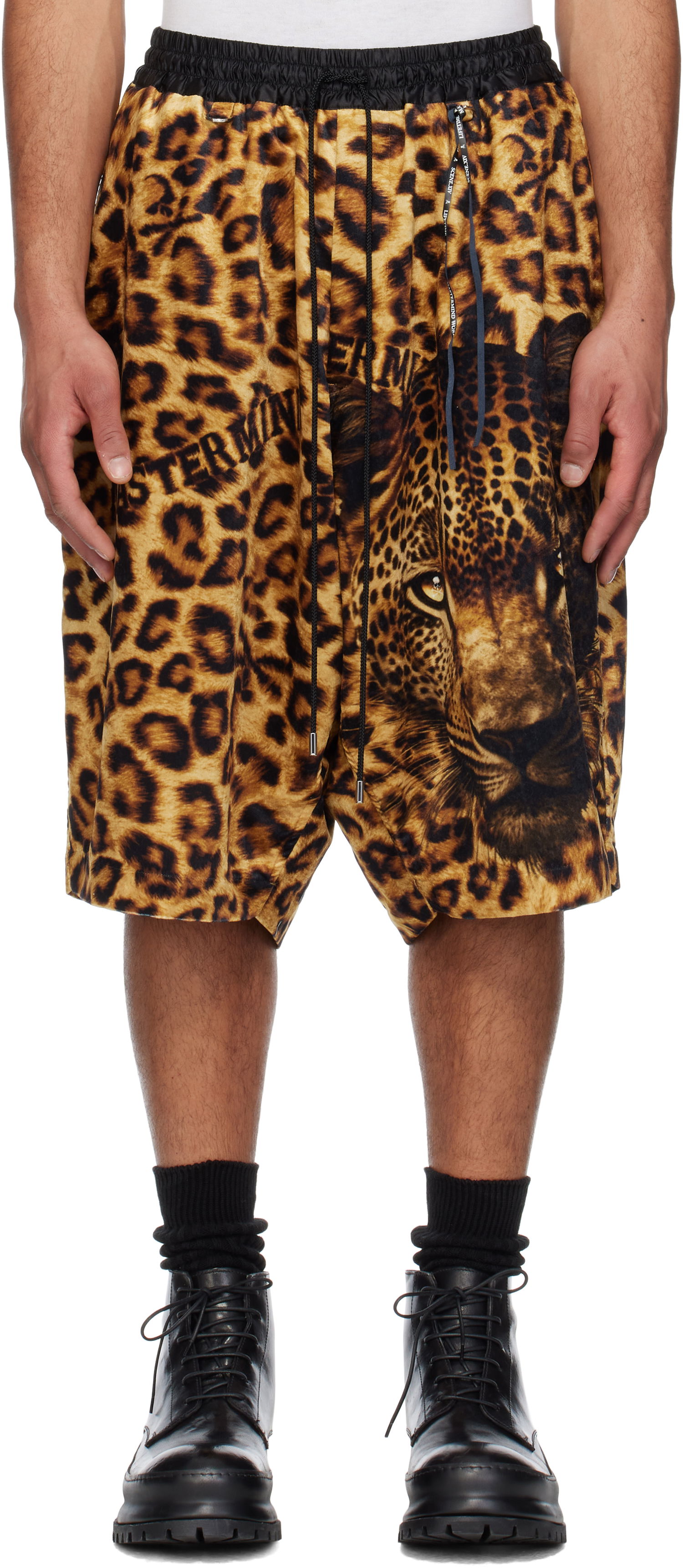 Šortky Mastermind WORLD MASTERMIND WORLD Oversized Fit Leopard Shorts Žltá | MW25S14-PA018-600, 0