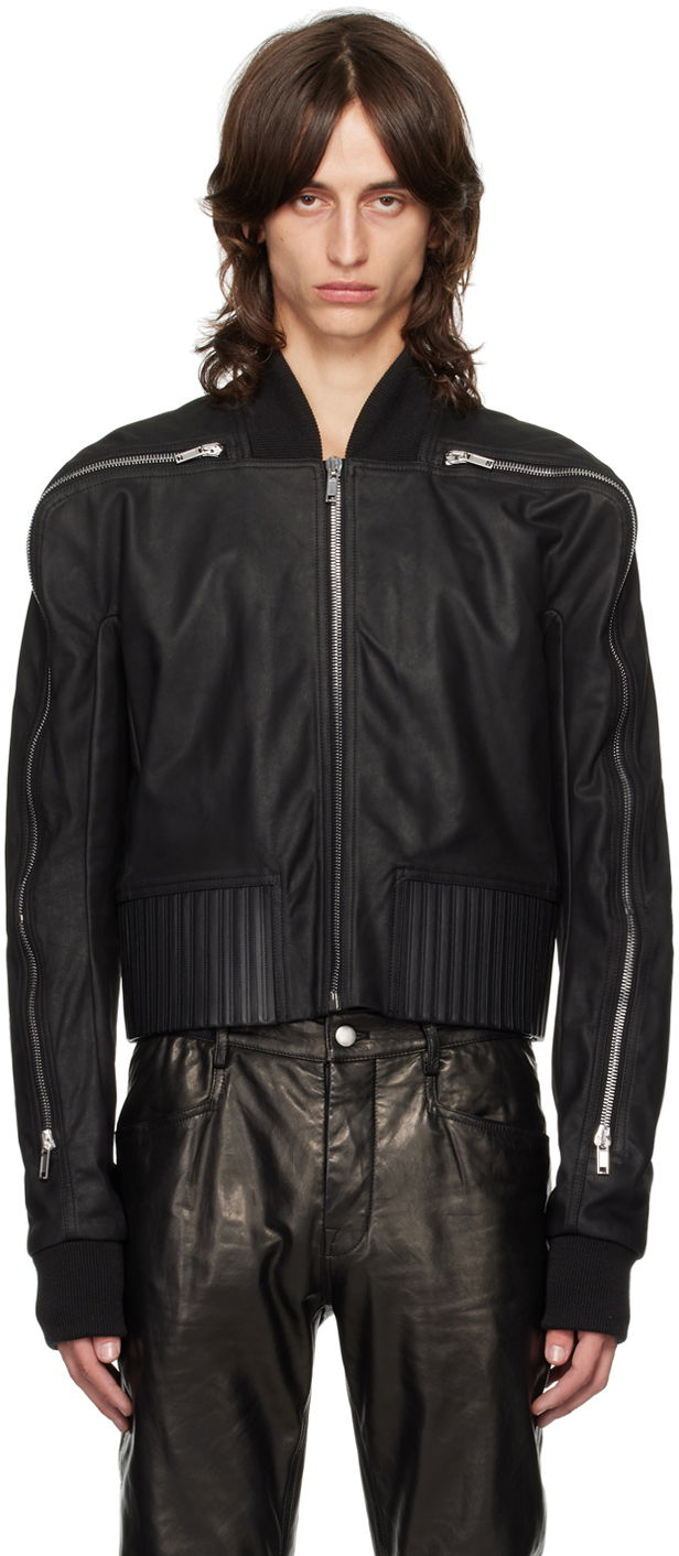 Bomber bunda Rick Owens Rick Owens Porterville Seb Zip Leather Bomber Jacket Čierna | RU02D6750 LSA, 0
