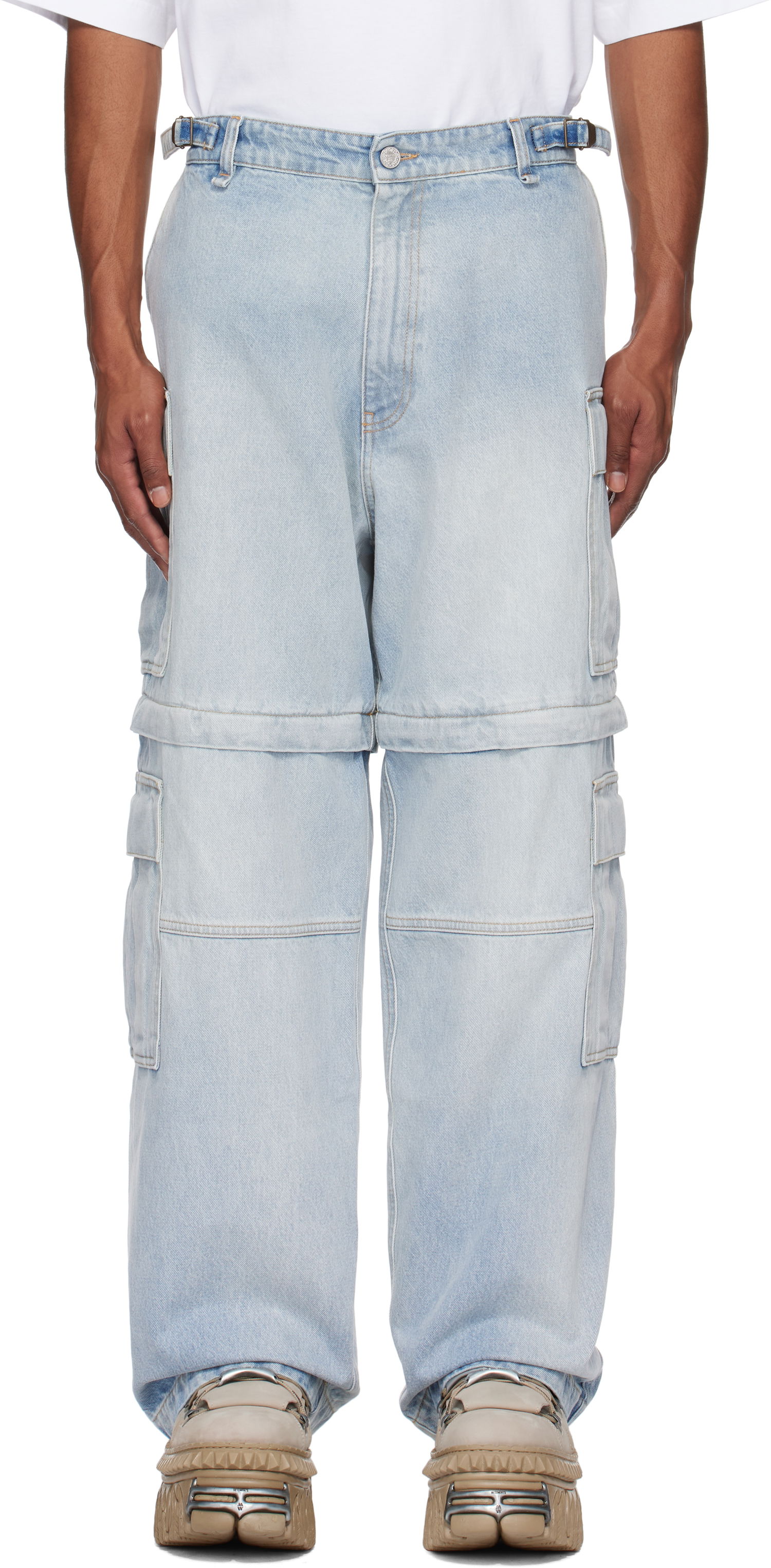 Cargo nohavice VETEMENTS Vetements Convertible Denim Cargo Pants Modrá | UA66PA520L, 0