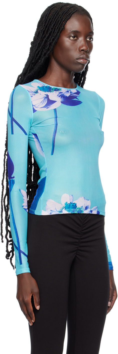 Tričko Miaou Miaou Floral Long Sleeve T-Shirt Modrá | 7029PM2BLO, 1