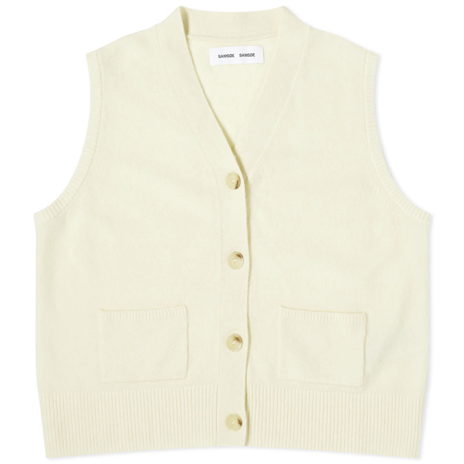 Sveter Samsoe Samsoe Samsøe Samsøe Women's Fluffy Knitted Waistcoat Biela | F23100023-110615TCX, 1