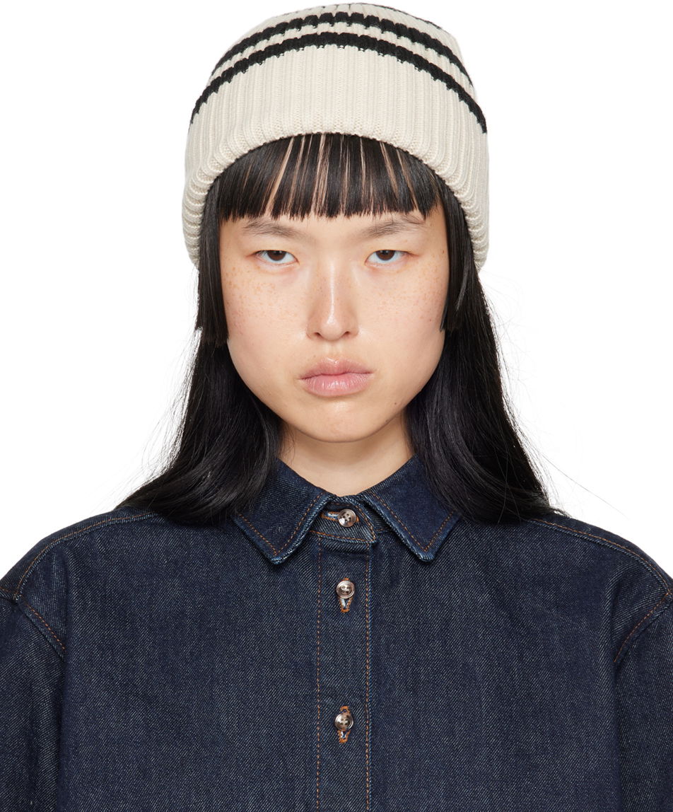 Kulicha TOTEME TOTEME Striped Rib Knit Beanie Béžová | 234-WSAHT186-YA0008, 0