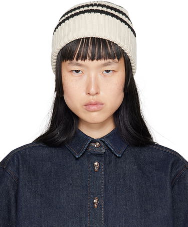 Kulicha TOTEME TOTEME Striped Rib Knit Beanie Béžová | 234-WSAHT186-YA0008, 0