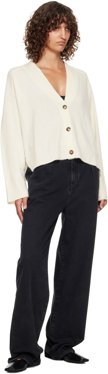 Sveter Loulou de Saison Loulou de Saison Kaia Ribbed Neckline Cardigan Biela | KAIA LDS, 3