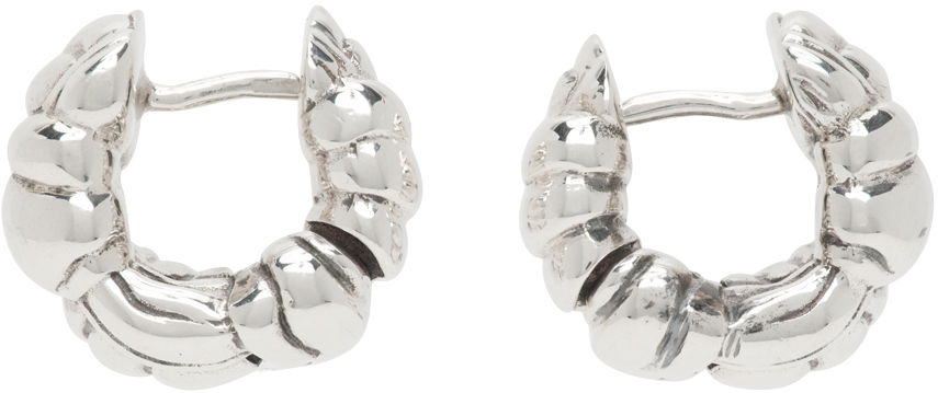 Náušnice Bottega Veneta Mini Pleat Hoop Earrings Šedá | 731900 V5070, 0