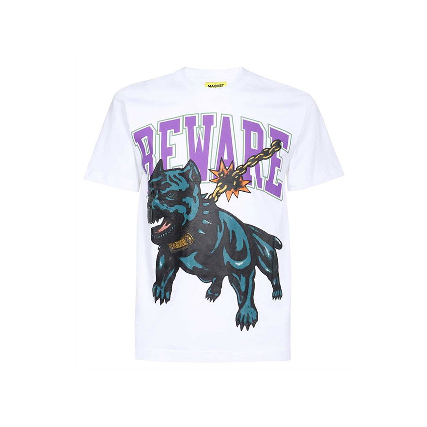 Tričko MARKET Beware Dog Washed Tee Biela | 399001086-2, 0