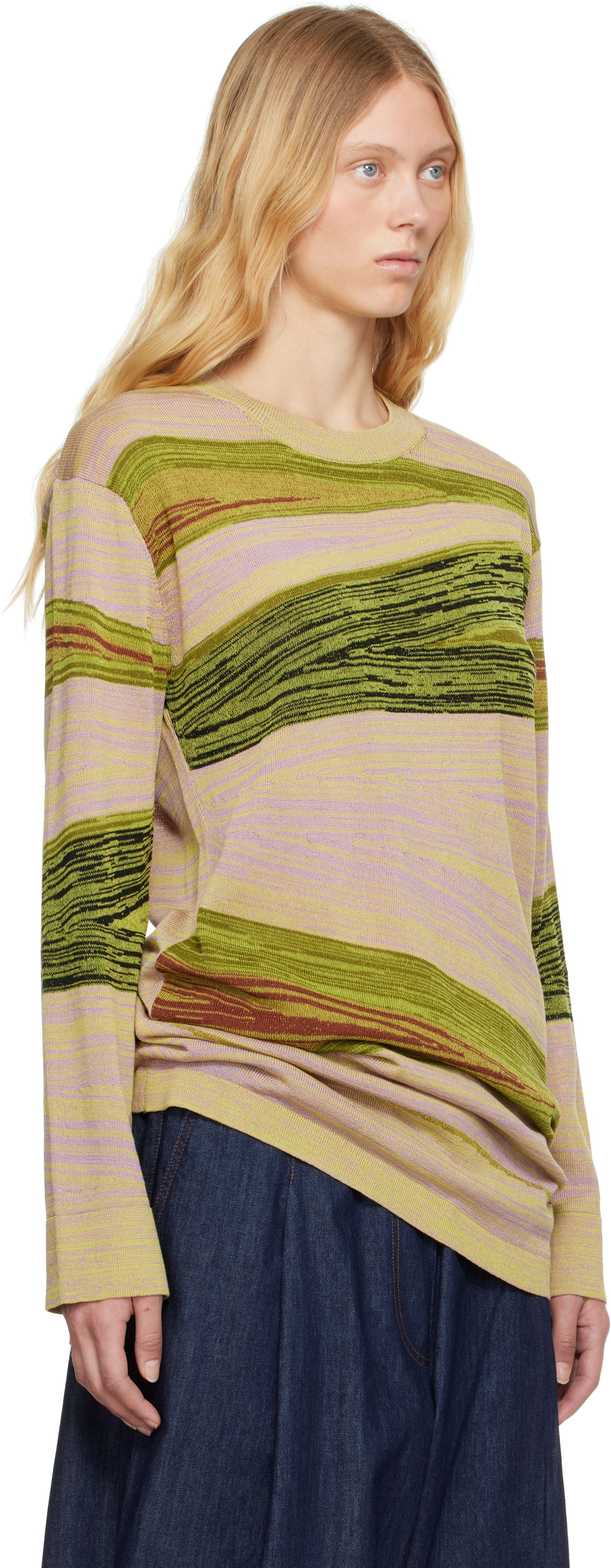 Sveter Dries Van Noten Dries Van Noten Striped Knit Sweater Zelené | 251-011248-1716, 1