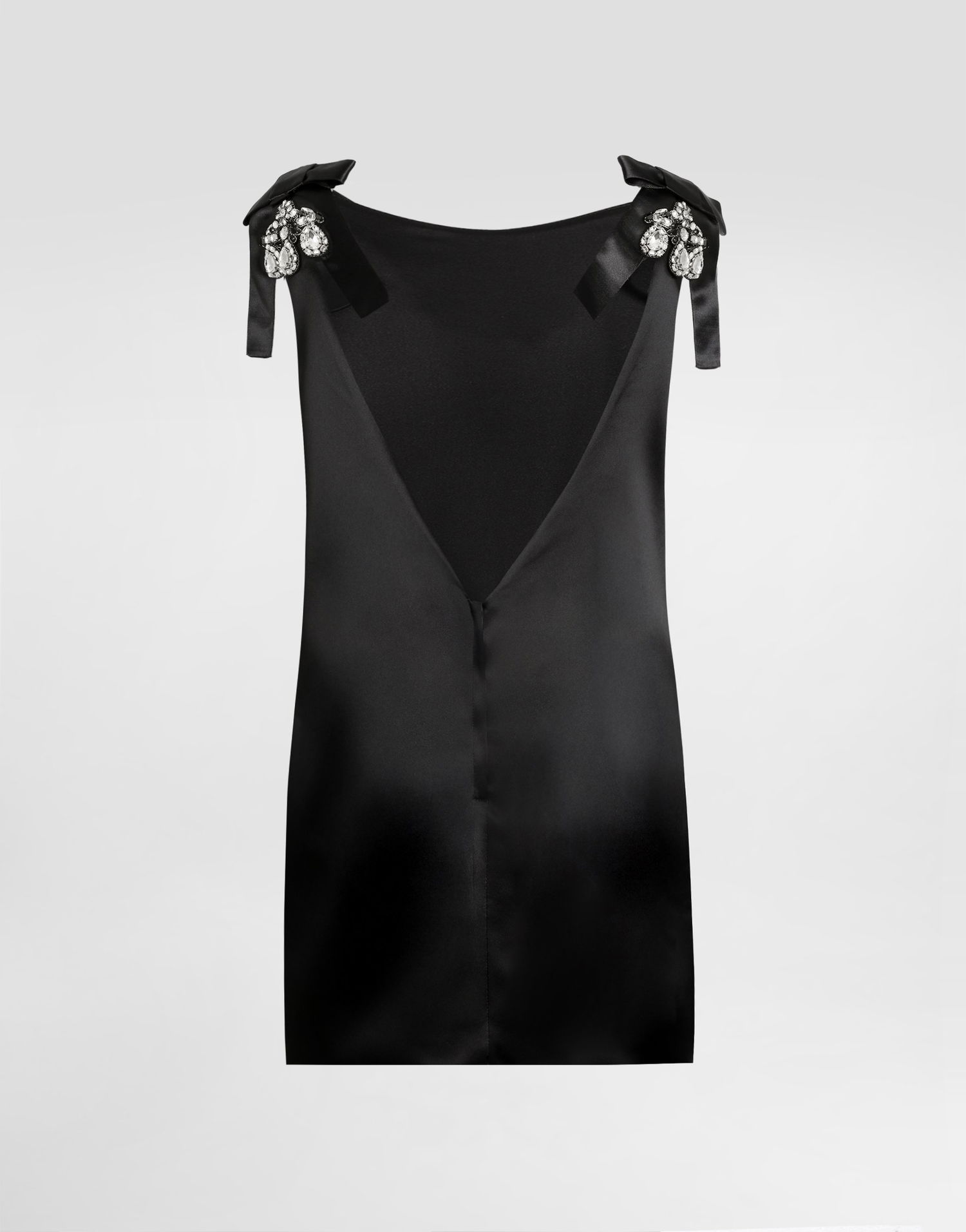Šaty Dolce & Gabbana Stretch Satin Dress with Jewel Embellishments and Shoulder Bows Čierna | F60FOZFURADN0000, 1