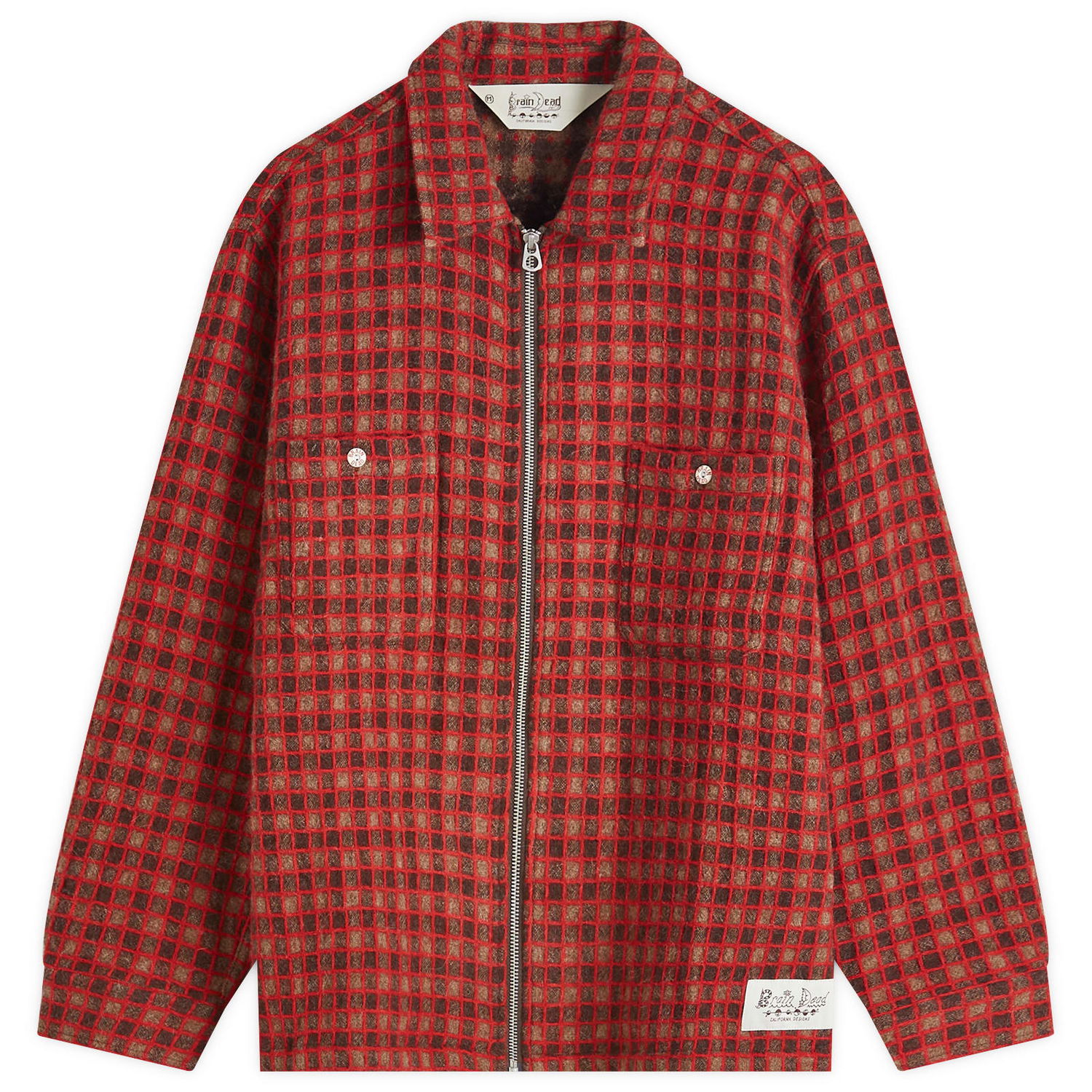 Košeľa Brain Dead Flannel Zip Overshirt Hnedá | F24T16004040-BRN, 0