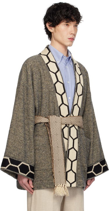 Sveter Valentino Valentino Tweed Embroidered Wrap Cardigan Šedá | 6V3CEH45ARY, 1