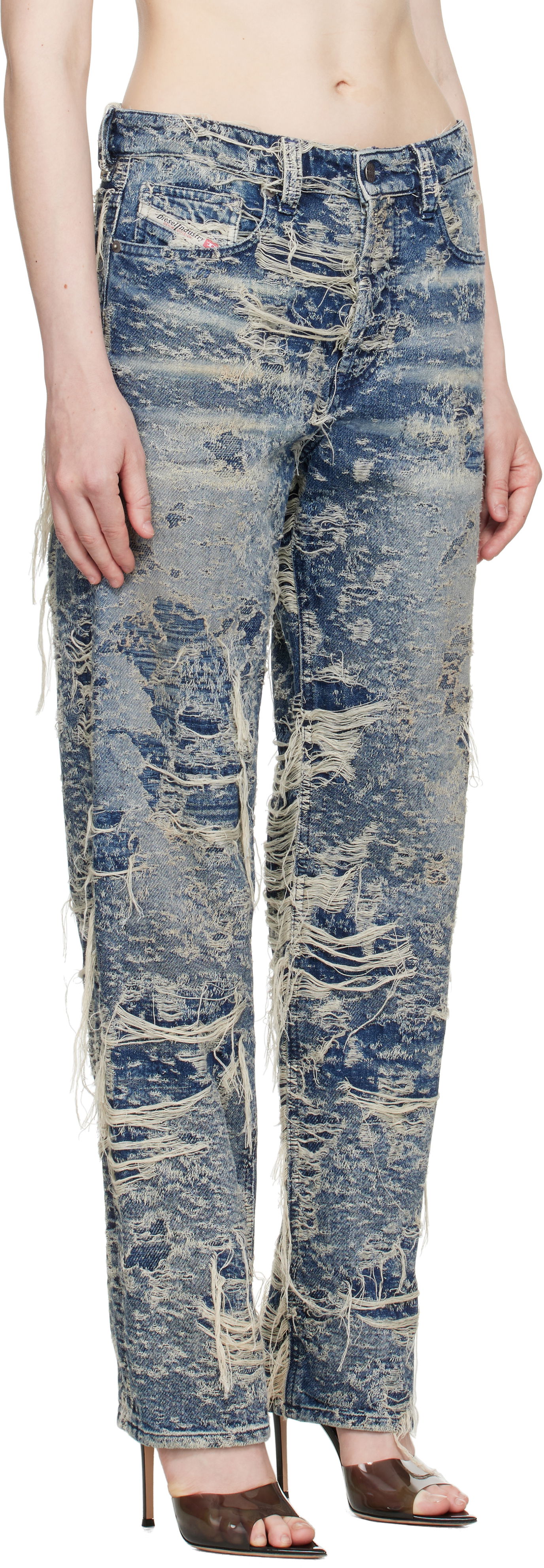 Džínsy Diesel Diesel 1988 D-Ark Regular Fit Distressed Jeans Modrá | A19193 09M04, 1