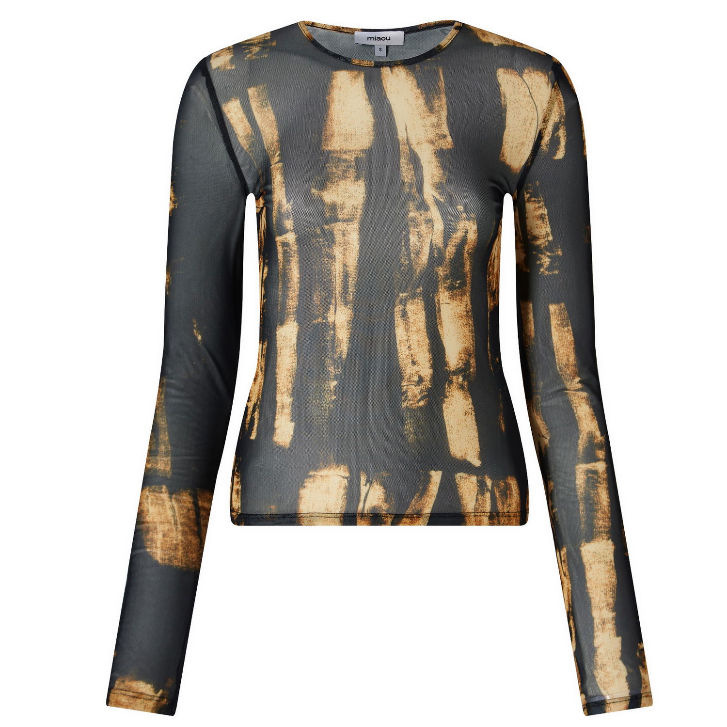Tričko Miaou Miaou Semi-Sheer Long Sleeve Top Hnedá | 7029PM2TBR, 1