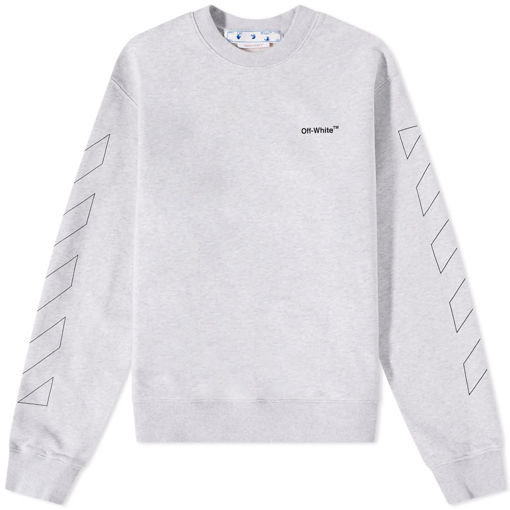 Mikina Off-White Diagonal Outline Slim Crew Neck Sweatshirt Šedá | OMBA057C99FLE0020808, 0