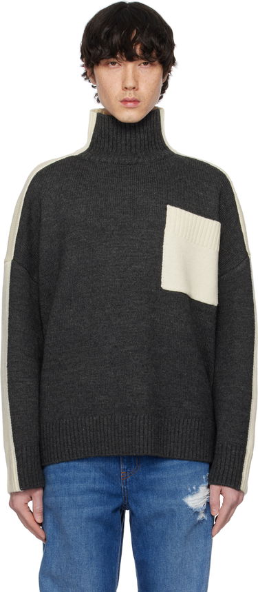Sveter JW Anderson JW Anderson Dual Tone Turtleneck with Patch Pocket Šedá | KW1308-YN0367, 0