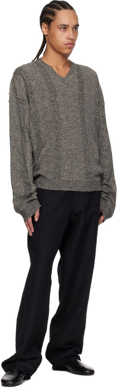 Nohavice Maison Margiela Maison Margiela Pinstripe Linen & Wool Wide-Leg Trousers Čierna | S50KA0678 M35447, 3