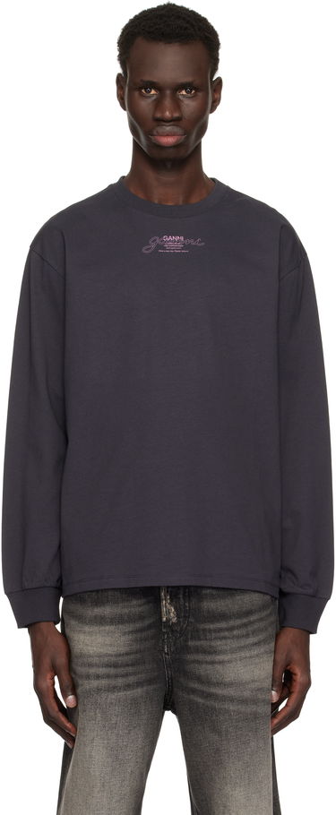 Tričko GANNI GANNI Future Heavy Jersey Long Sleeve Tee Šedá | T4065, 0