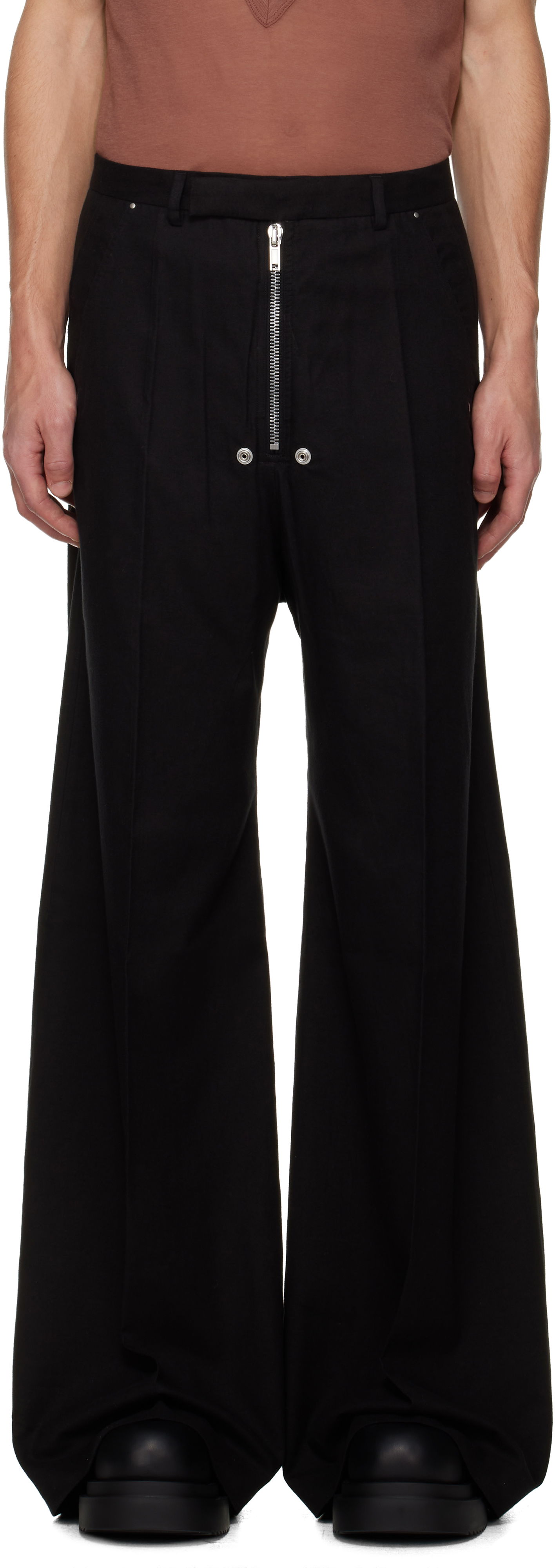 Nohavice Rick Owens Concordians Tailored Wide Bela Trousers Čierna | RU02E1354 FLW, 0